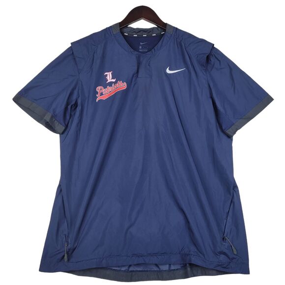 Nike‎ Shirt Mens Large Blue Windbreaker New England Patriots Logo Short Sleeve - Picture 1 of 11